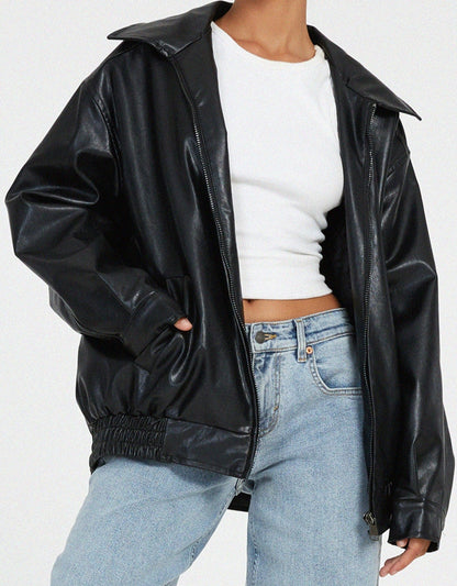 Fashionable Women's Large Bomber Jacket