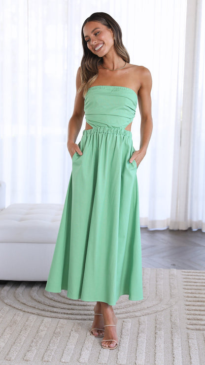 Women's Strapless Wide Leg Dress with Pockets