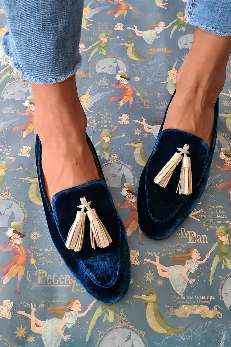 Ladies Gold Tassel Slip On Shoes - Nocini