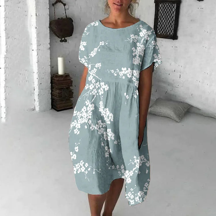 Comfortable Casual Floral Short Sleeve Dress