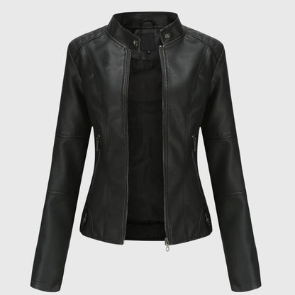 Classic Women's Faux Leather Jacket - Olytrend