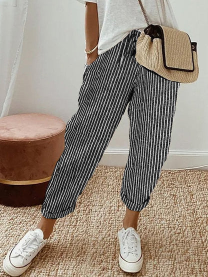Relaxed Fit Women's Comfortable Linen Trousers