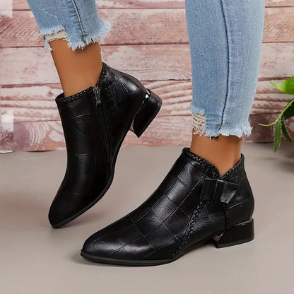 Ladies' Block Heel Zipper Ankle Boots