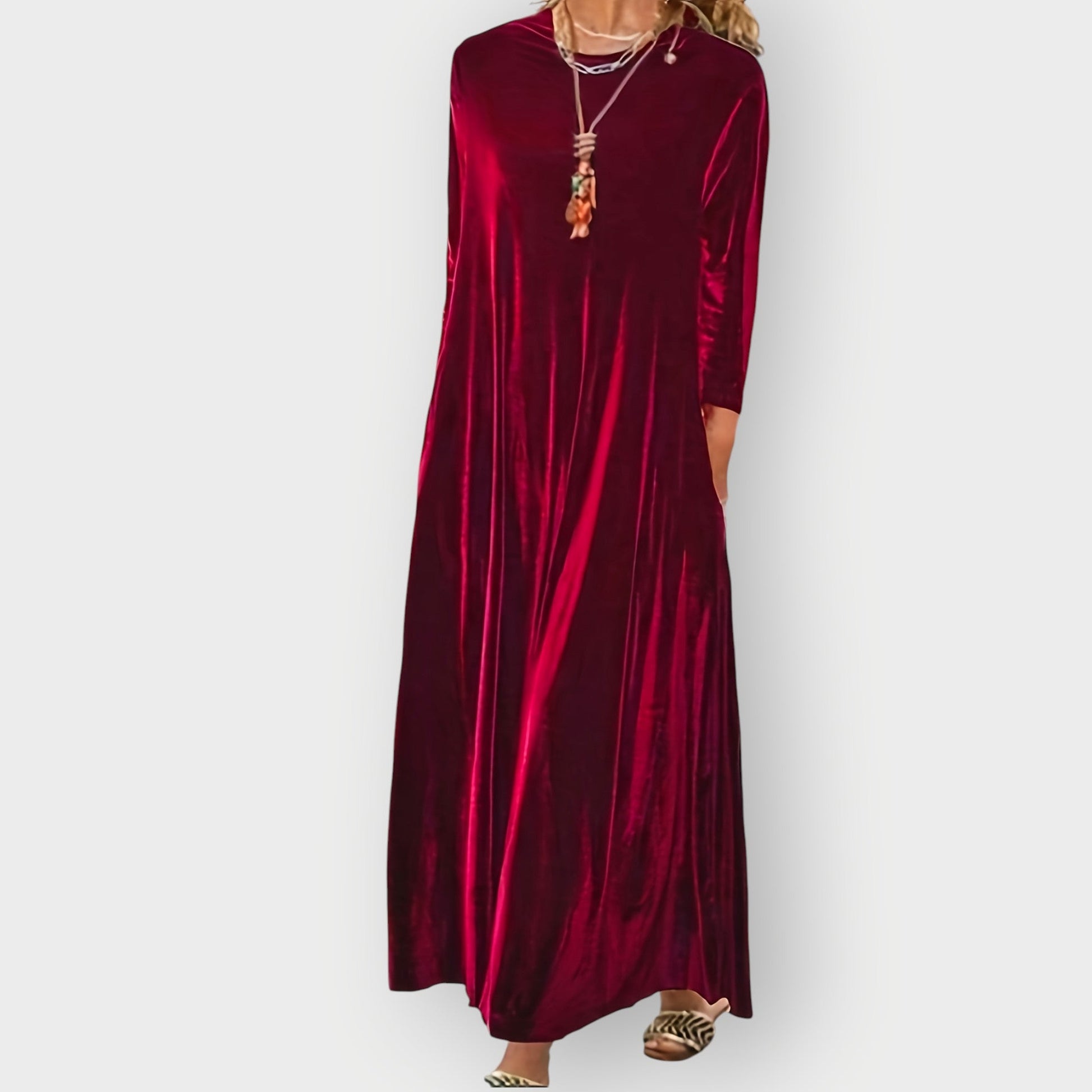 Elegant Soft Maxi Velvet Dress - Olytrend