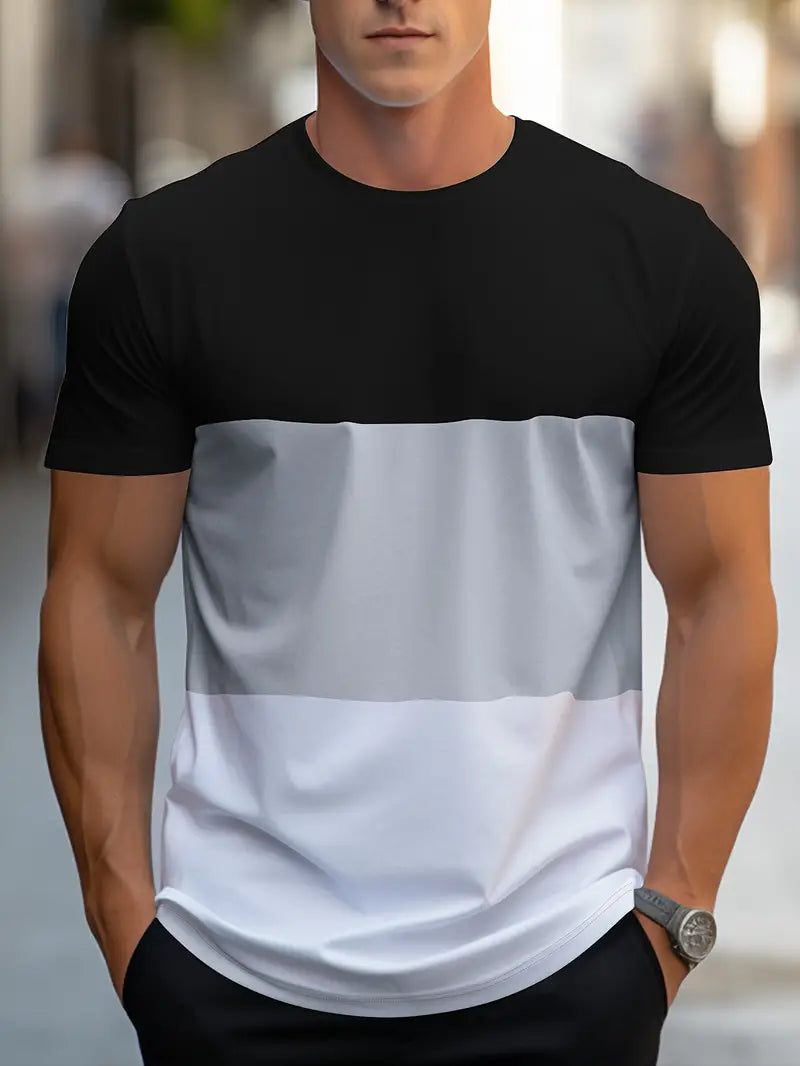 Casual Color Block Tee for Men - Nocini