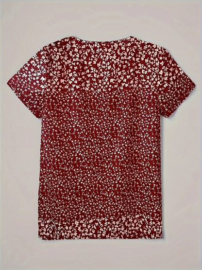 Relaxed Fit V Neck Short Sleeve Women's Top