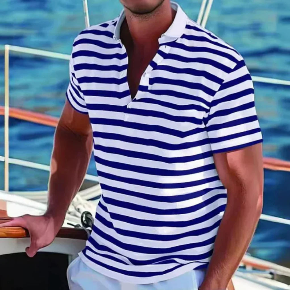 Classic Casual Striped Polo Shirt for Men