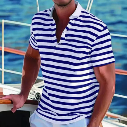 Classic Casual Men's Striped Polo Shirt