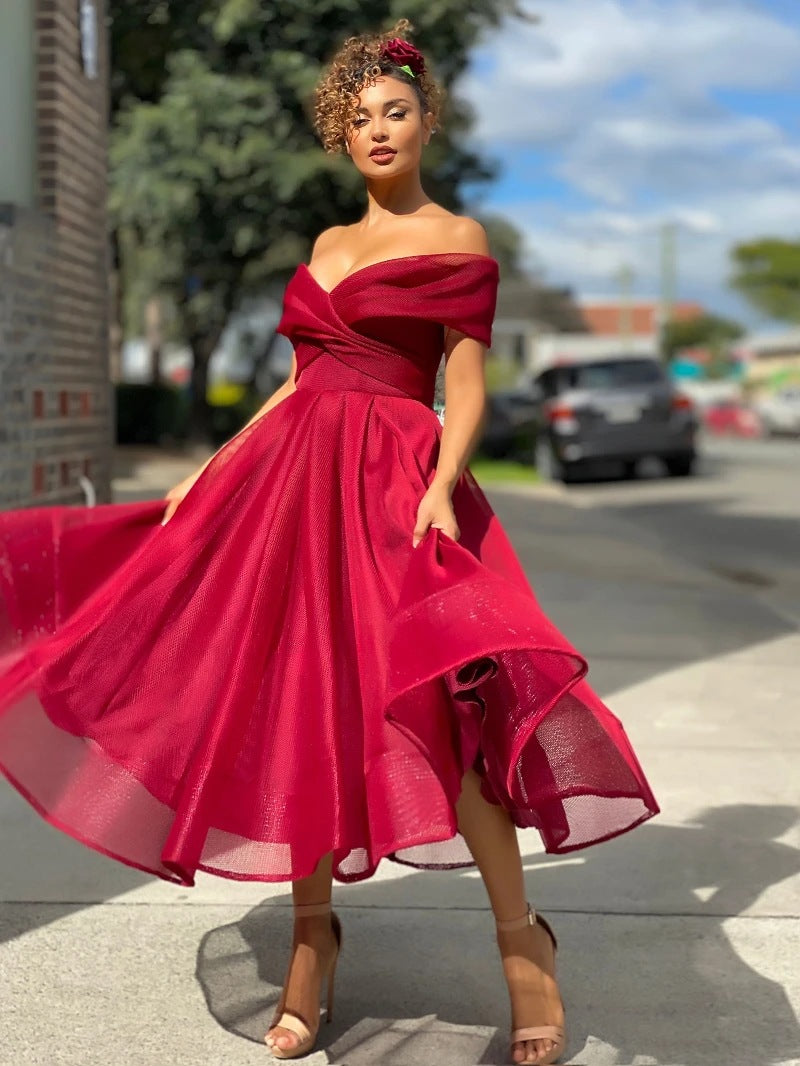 Chic Casual Off Shoulder Midi Dress - Nocini