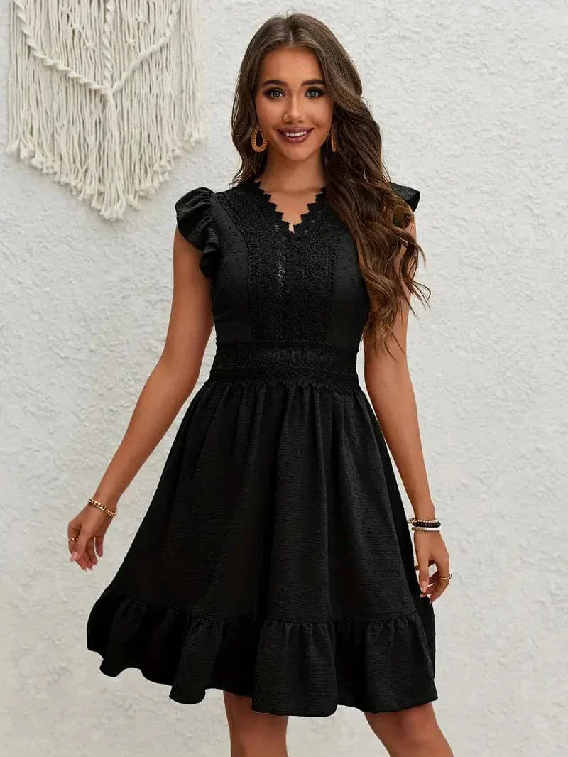 Chic V-Neck A-Line Dress for Women - Nocini