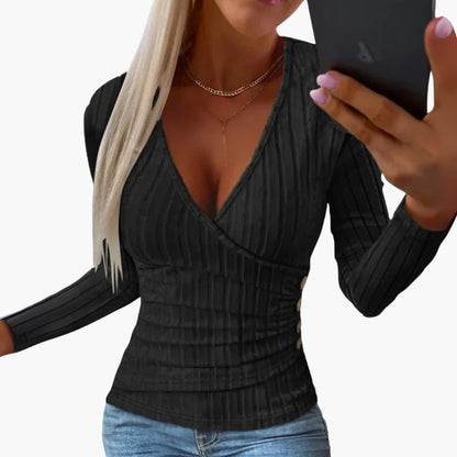 Ladies' Casual Button Side Sweater - Olytrend