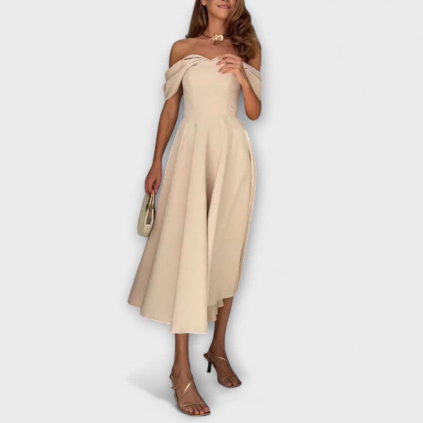 Elegant Cold Shoulder Floor Length Evening Dress - Nocini