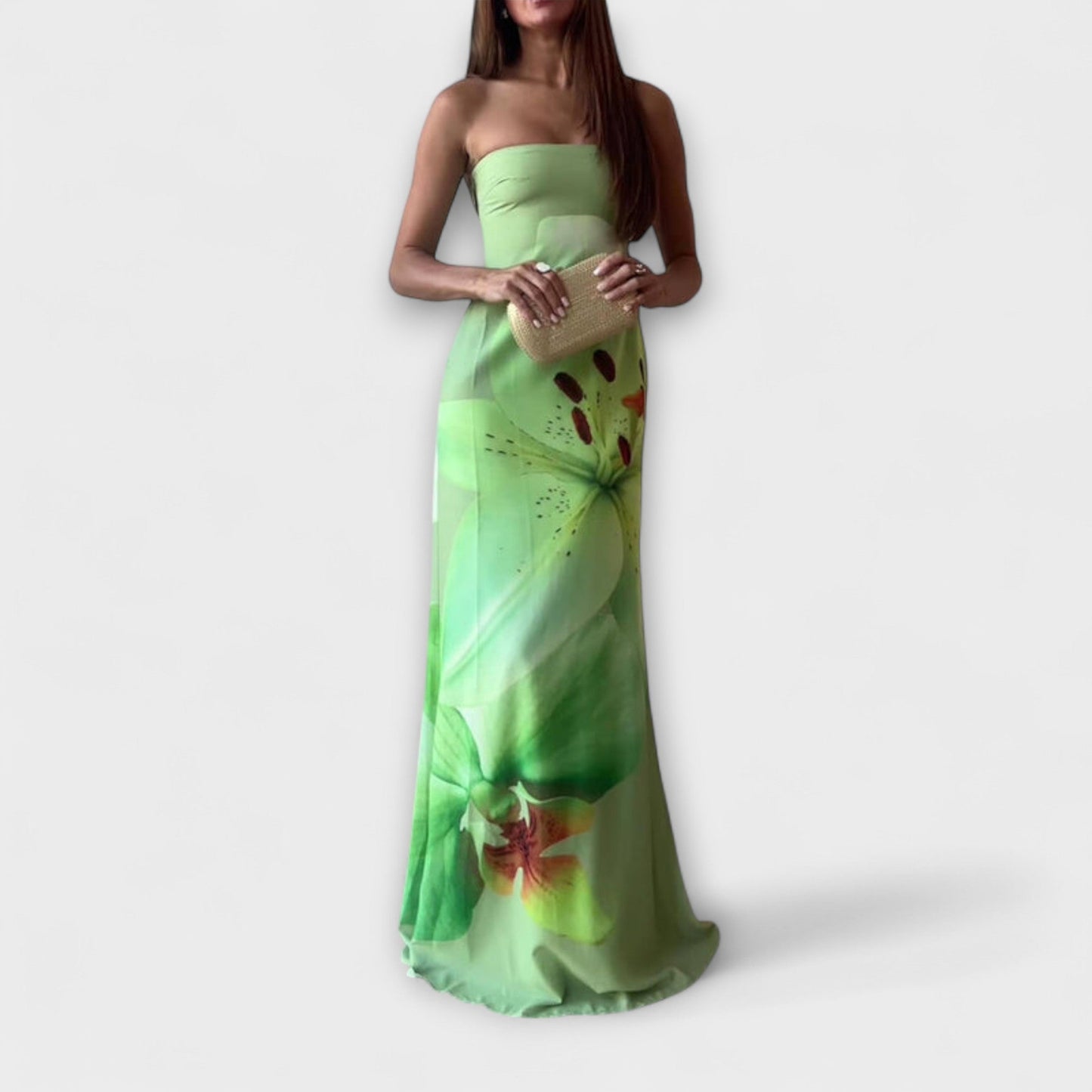 Elegant Strapless Long Evening Dress - Nocini