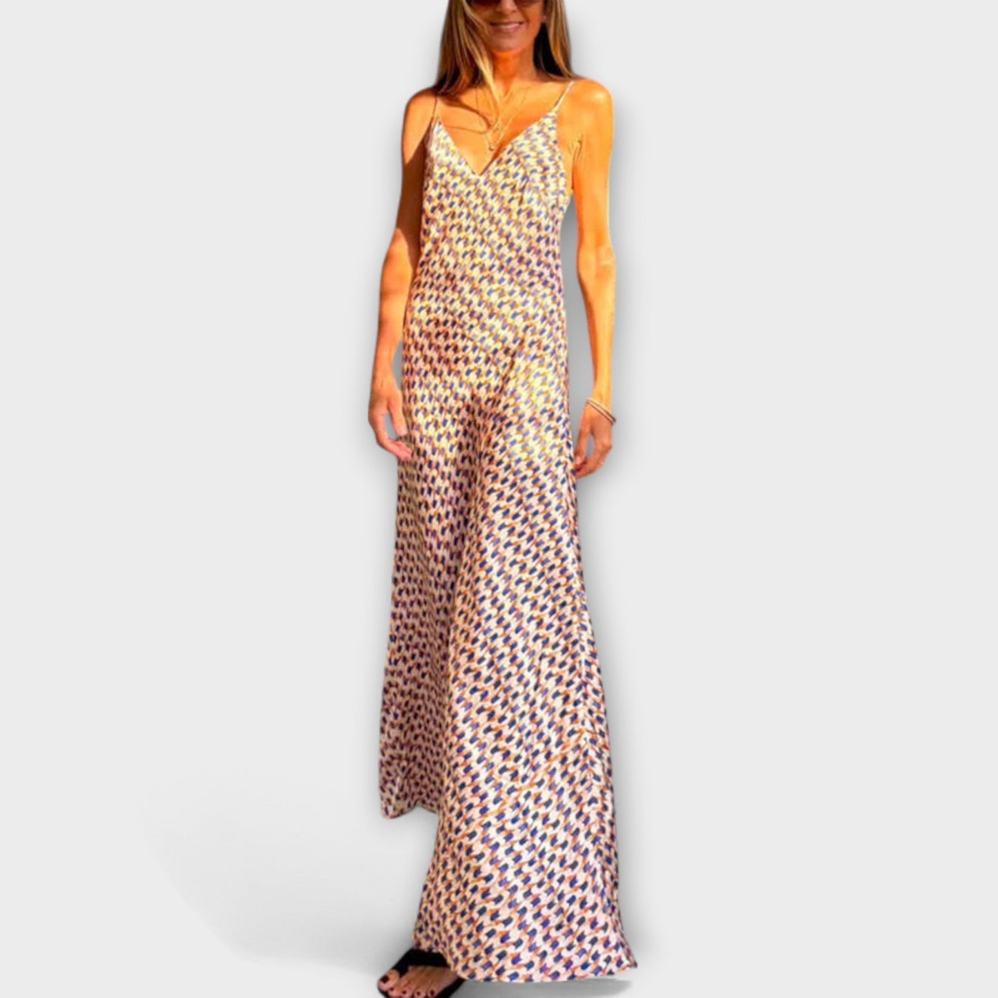 Elegant Floral Pattern Long Evening Dress