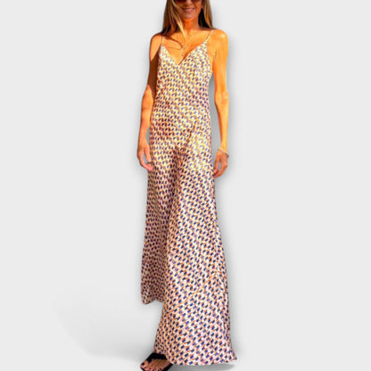 Elegant Floral Pattern Long Evening Dress