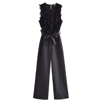 Women's Summer Jumpsuit - Sleeveless with Flirty Ruffles