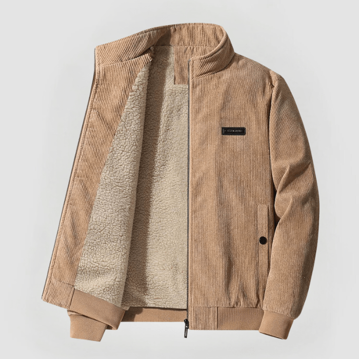 Retro Mens Corduroy Fleece Zip Up Jacket - Nocini