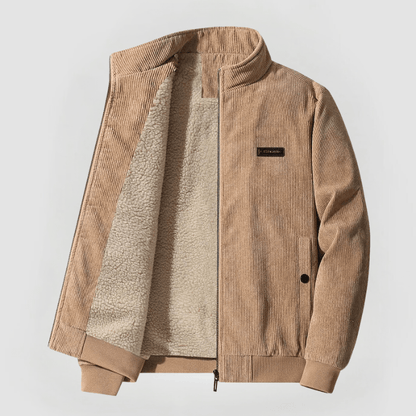 Retro Mens Corduroy Fleece Zip Up Jacket - Nocini
