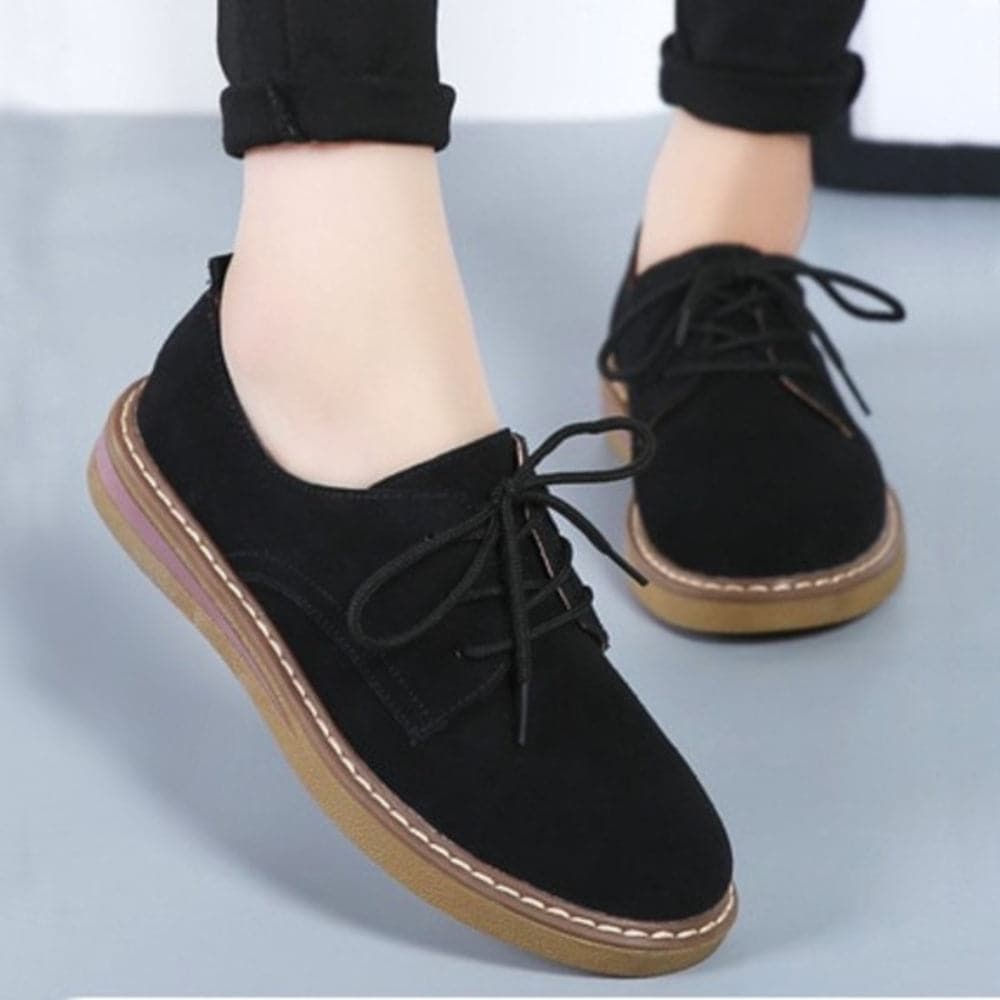 Ladies Suede Lace Up Comfort Shoes