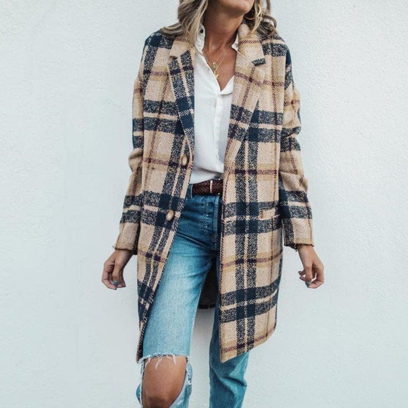 Women's Classic Long Wool Coat Tailored Fit - Nocini