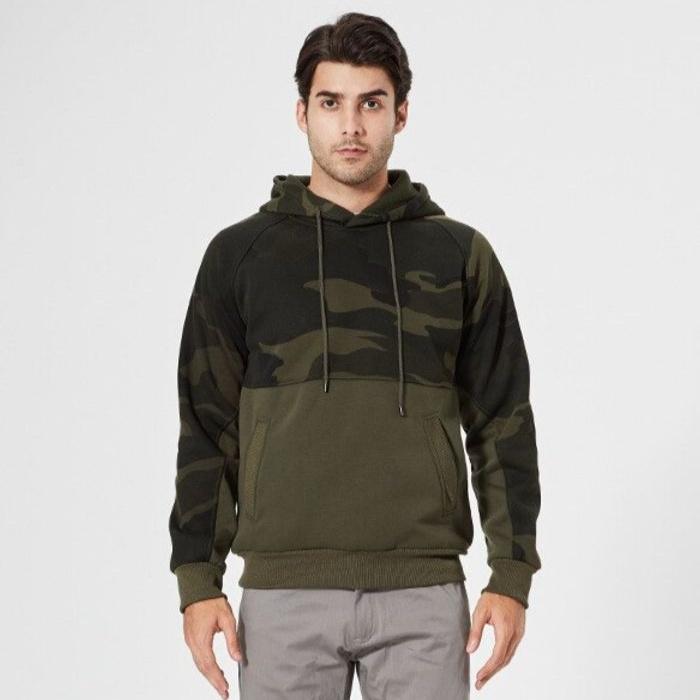 Relaxed Fit Camo Hoodie with Pockets