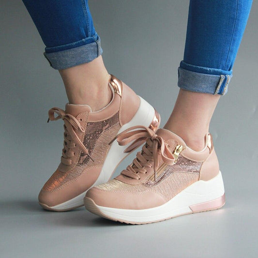 Ladies Fashion Sneakers with Wedge Heel and Comfort Insole - Nocini