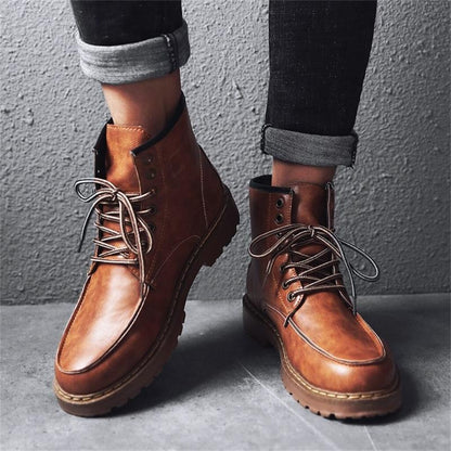 Men's Leather Lace Up Ankle Boots - Nocini