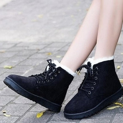 Comfortable Women's Suede Ankle Boots with Lace Up