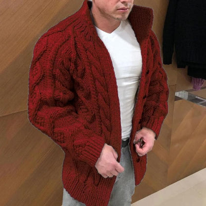 Cozy Mens Cable Knit Cardigan Sweater