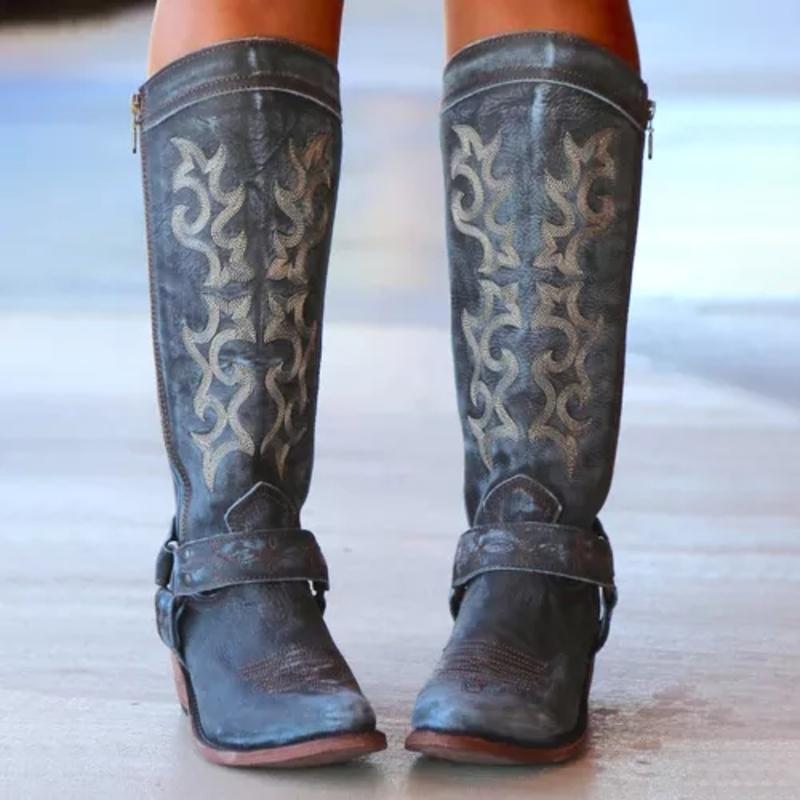 Authentic Leather Knee High Western Boots for Women - Nocini
