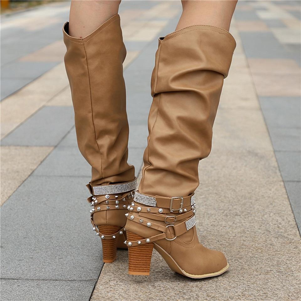 Pam Women's Tall Slouch Boots - Chunky Block Heel