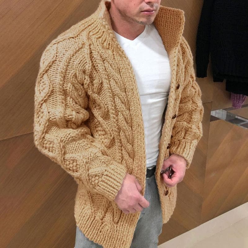 Cozy Mens Cable Knit Cardigan Sweater - Nocini