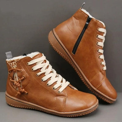 Ladies Real Leather Lace Up Sneakers