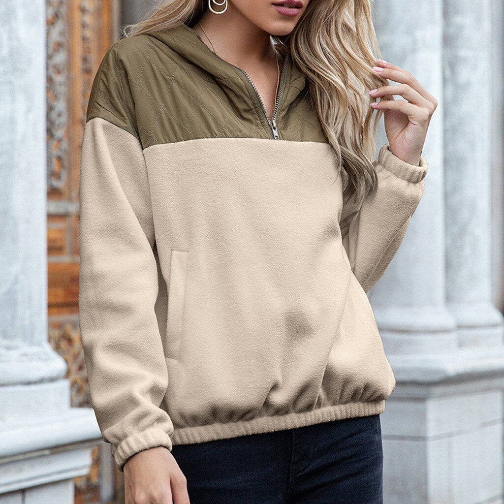 Cozy Women's Fleece Hoodie with Zip and Pockets