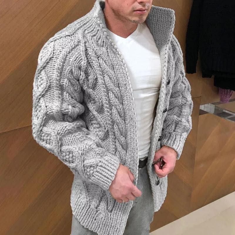 Cozy Mens Cable Knit Cardigan Sweater