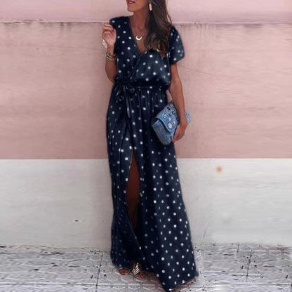 Spotted Floral Long Evening Dress