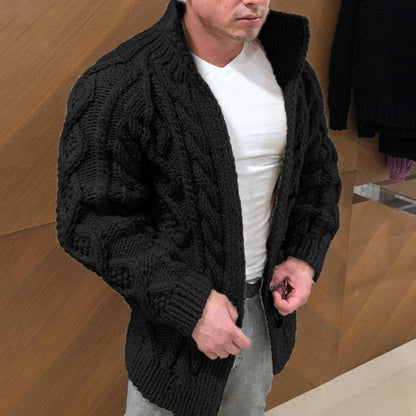 Cozy Mens Cable Knit Cardigan Sweater