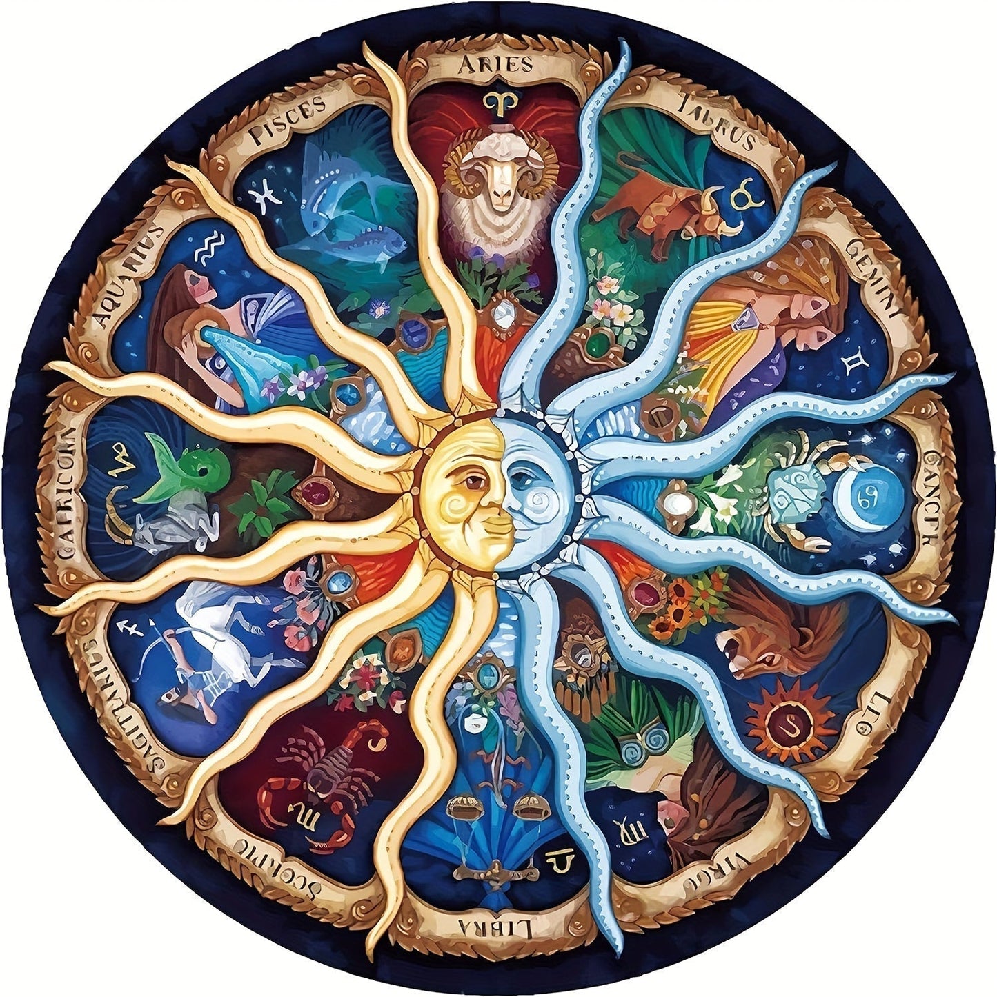Large Circular Astrology Jigsaw Puzzle ZodiacDreams - Pexav