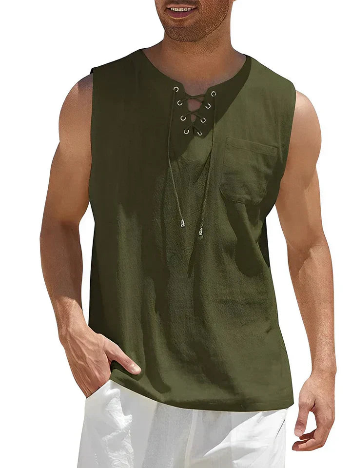Men's Casual Loose Fit Tank Top with Pocket