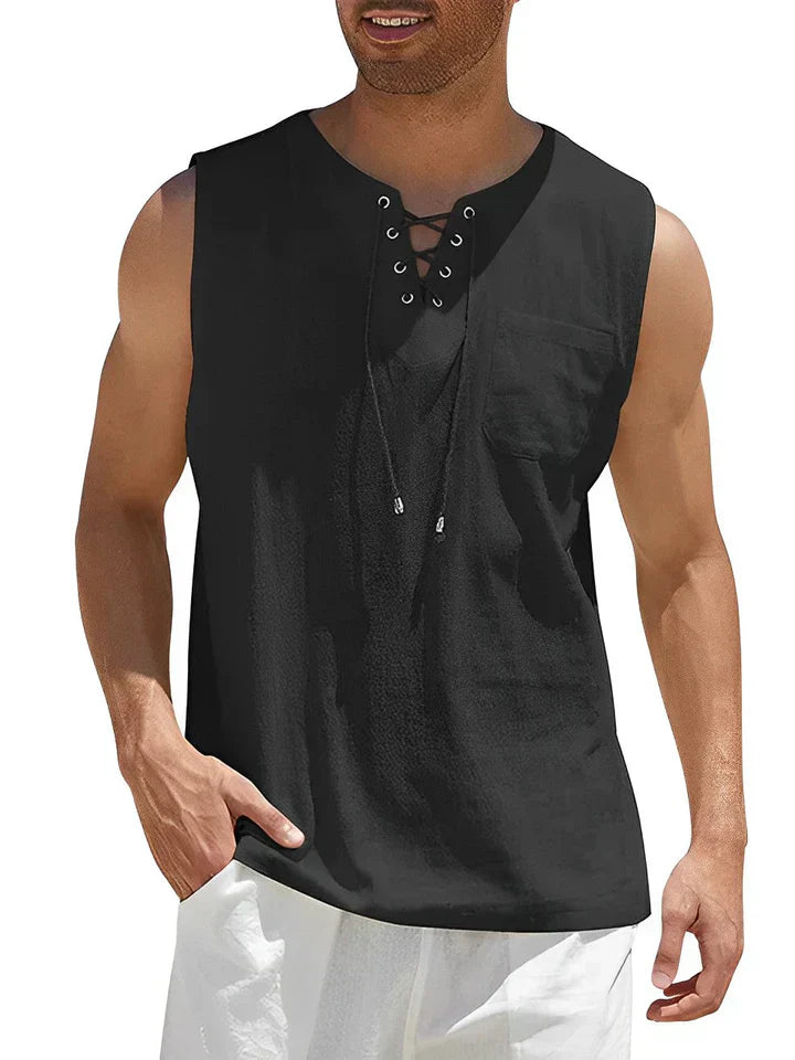 Men's Casual Loose Fit Tank Top with Pocket