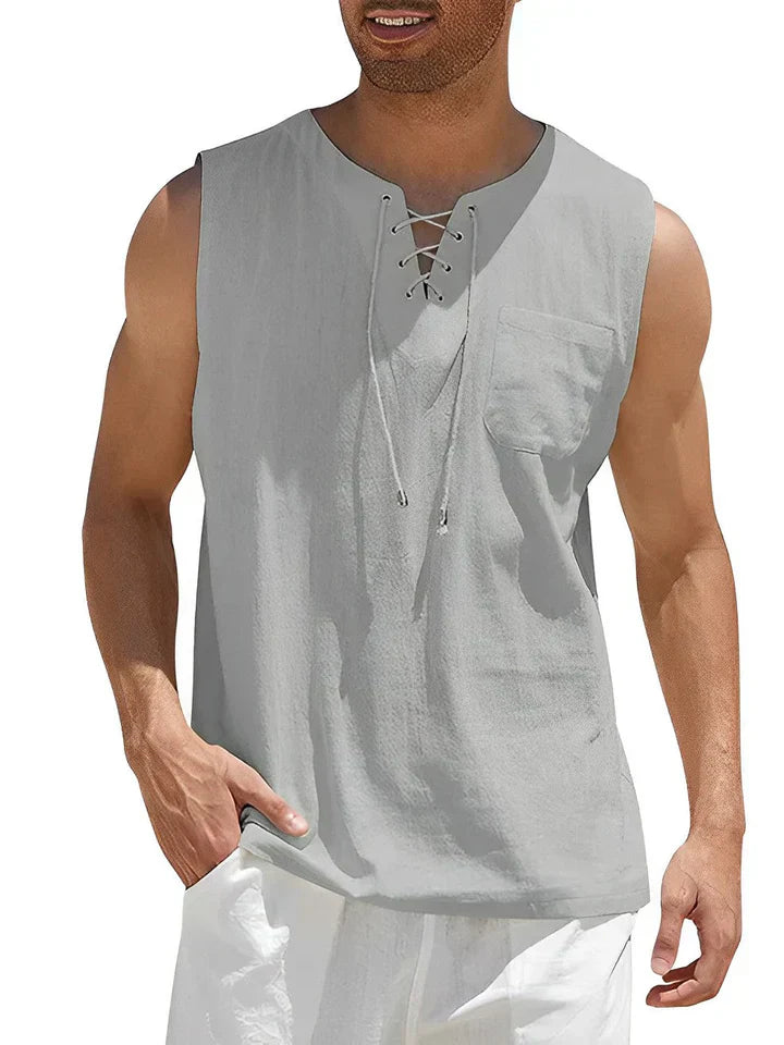Men's Casual Loose Fit Tank Top with Pocket
