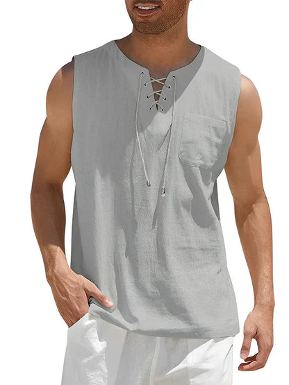 Men's Casual Loose Fit Tank Top with Pocket