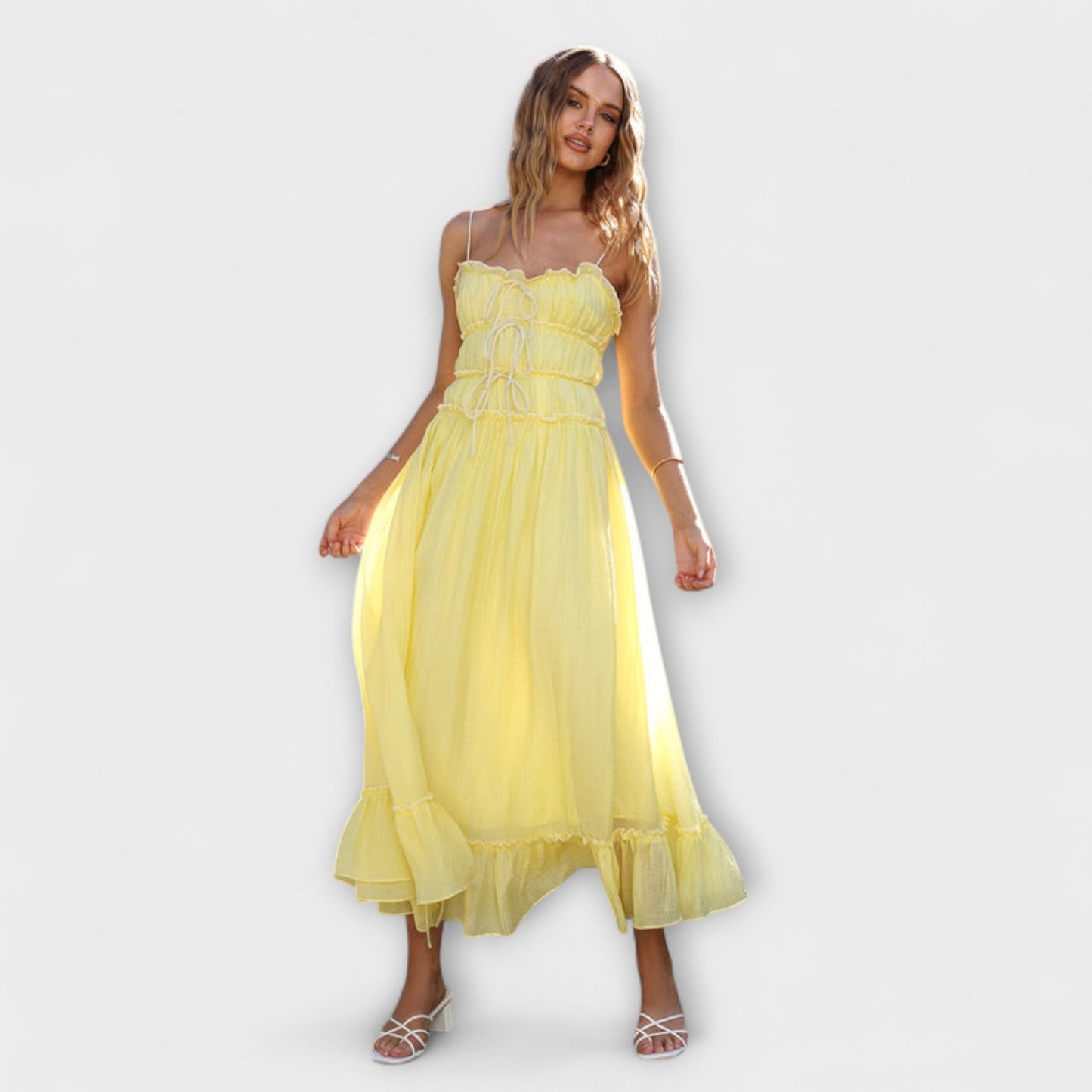 Elegant Ruffle Edge Party Dress for Women