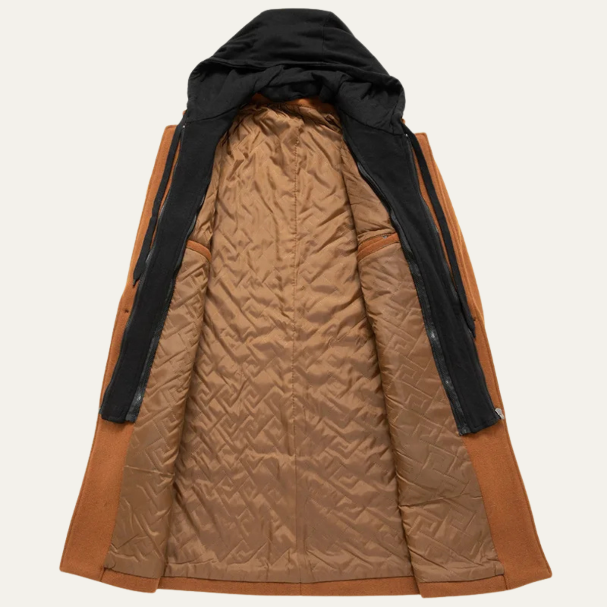 Warm Quilted Men's Wool Hooded Coat