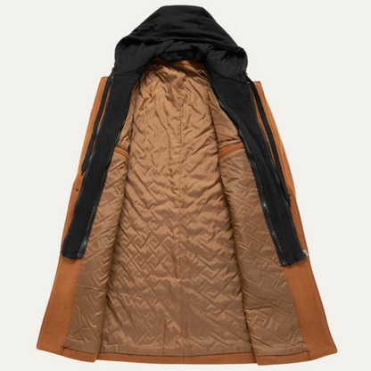Warm Quilted Men's Wool Hooded Coat