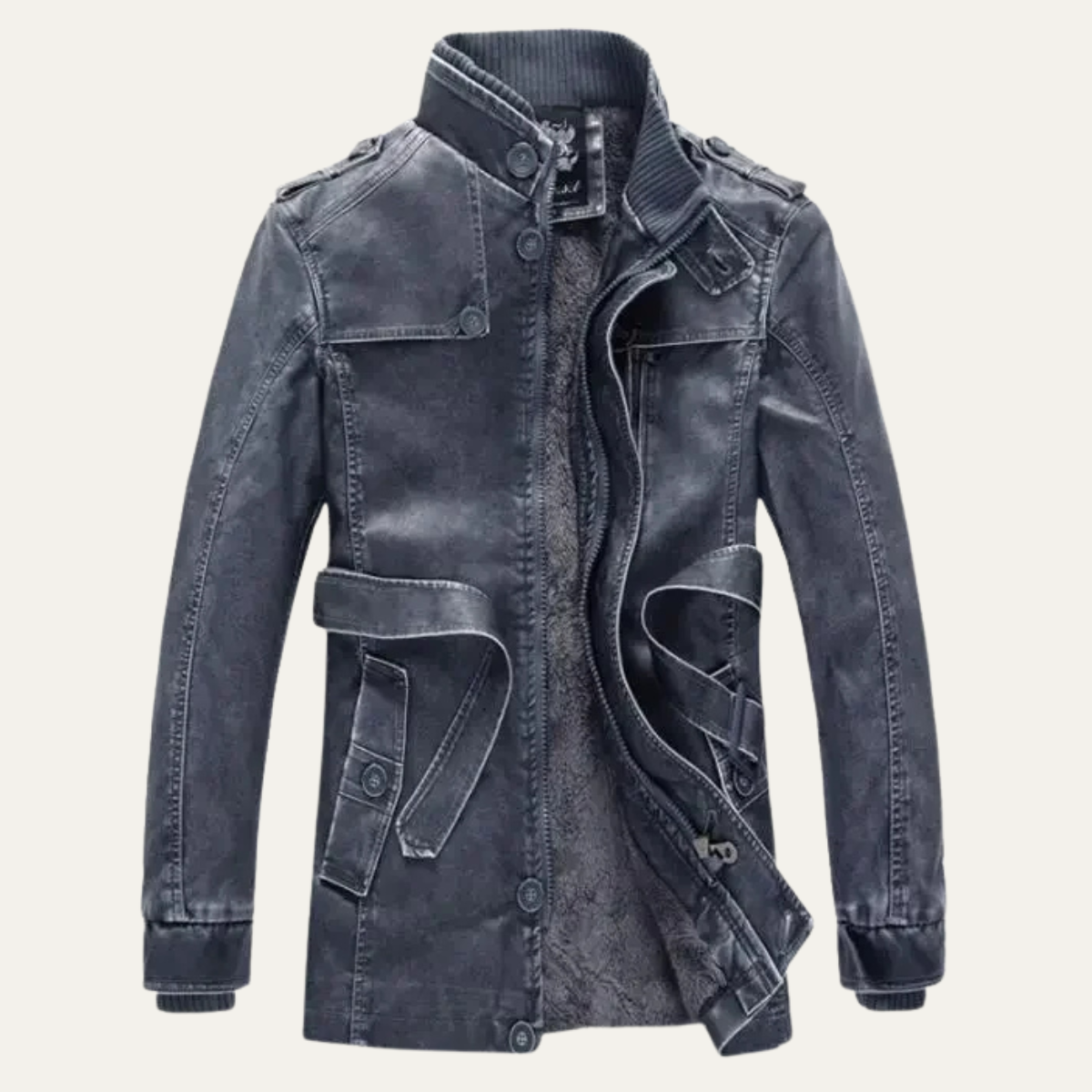 Classic Men's Insulated Faux Leather Coat