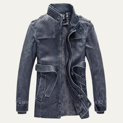 Classic Men's Insulated Faux Leather Coat