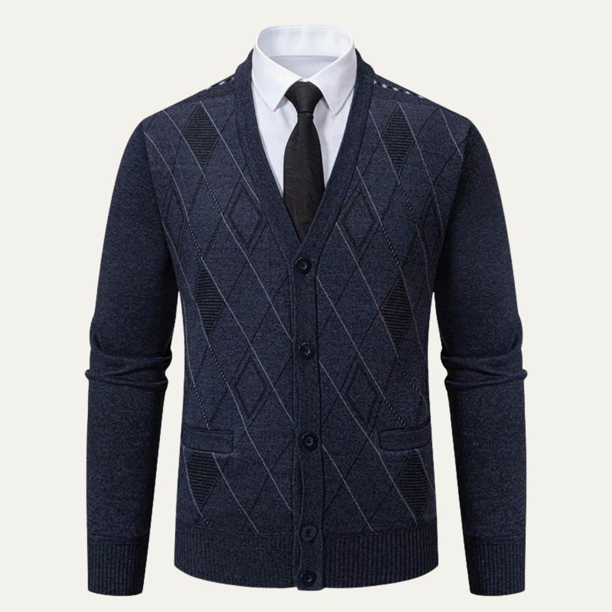 Fashionable Men's V Neck Knitted Cardigan Sweater