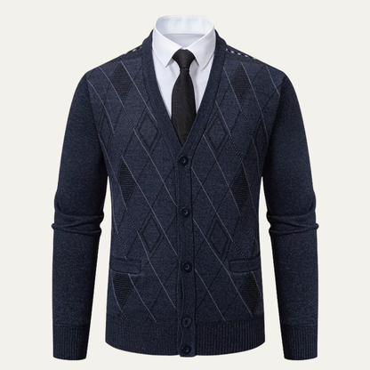 Fashionable Men's V Neck Knitted Cardigan Sweater
