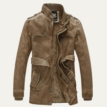 Classic Mens Vintage Insulated Leather Jacket - Nocini